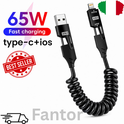 Cavo usb retrattile 65w - cavo,