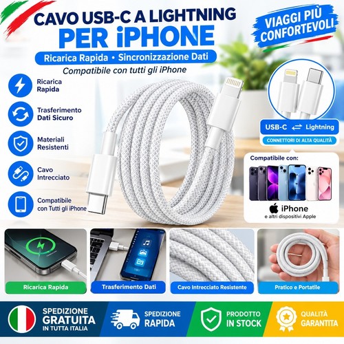 Cavo usb per iphone 1m - per,